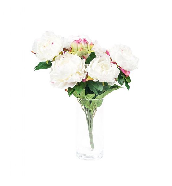 Umělá květina Sia Home Fashion Pivoňka bílá trs 57cm
