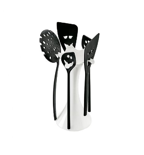 Kuchyňské vařečky s držákem Koziol plast bílá/černá 15x19x36 cm