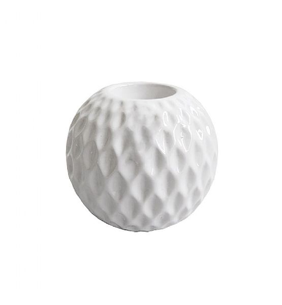 Svícen Stardeco bílý keramika 10x10 cm