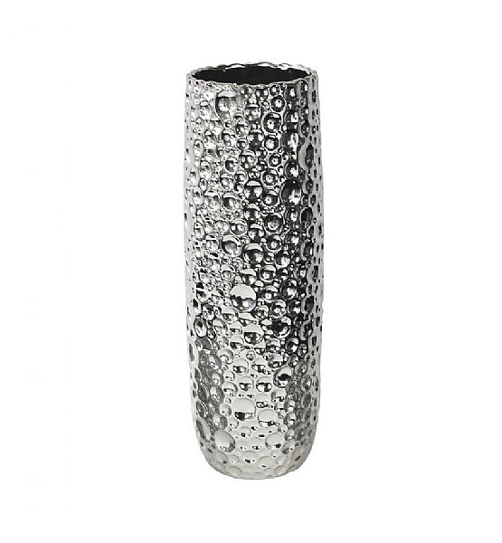 Váza Stardeco keramická stříbrná Timber 65x20 cm