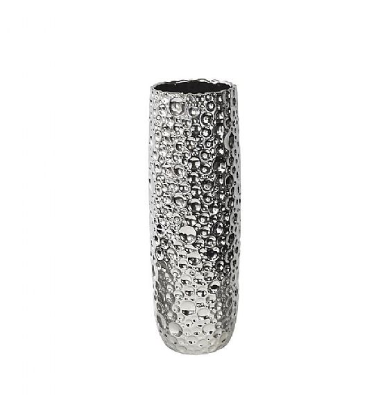 Keramická váza Stardeco stříbrná Timber 53,5x17,5cm