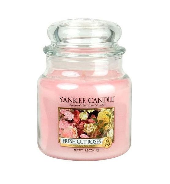 Vonná svíčka Yankee Candle  Fresh Cut Roses classic střední 411g/90hod