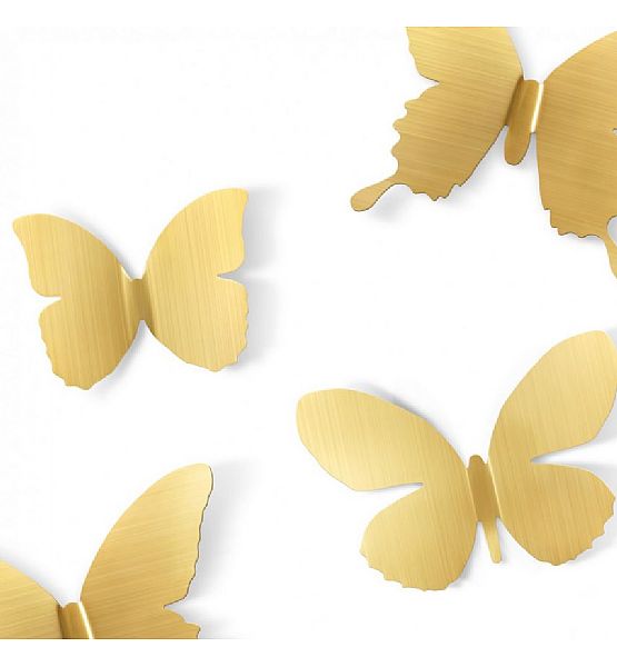 Dekorace na zeď Umbra Metal Mariposa kov motýli zlatí set/9 ks