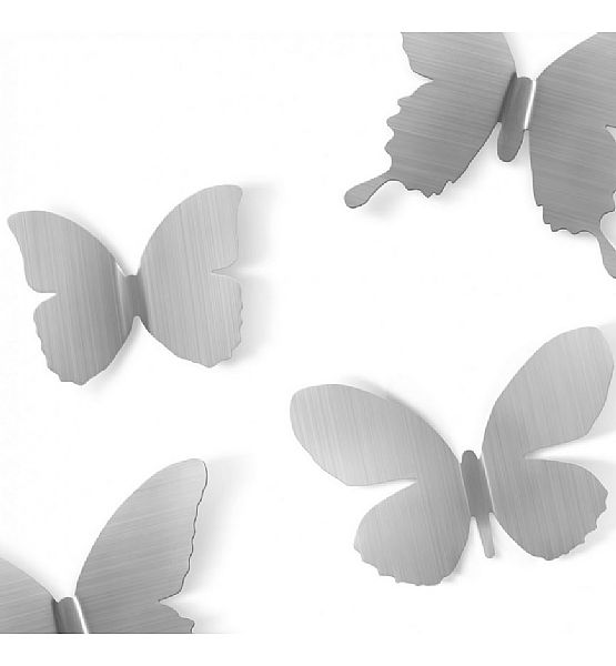 Dekorace na zeď Umbra Metal Mariposa kov motýli stříbrní set/9 ks