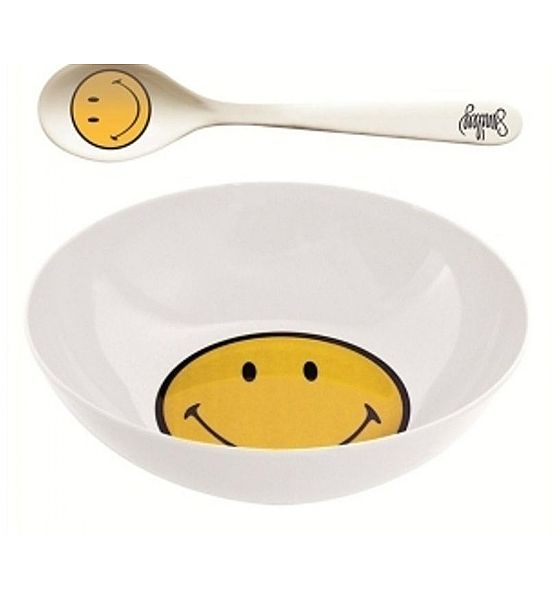 Snídaňový set Zak Designs Smiley bílý plast 17x5cm