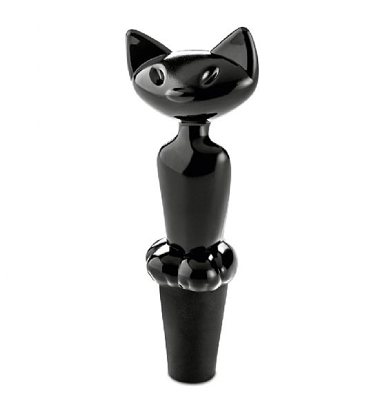 Zátka na víno Koziol kočka černá plast 11x4x3 cm
