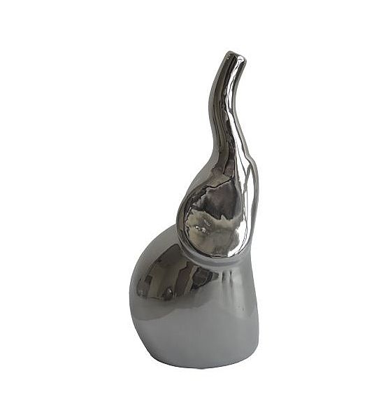 Dekorační soška slon Stardeco keramika stříbrný 24,5x11,5 cm