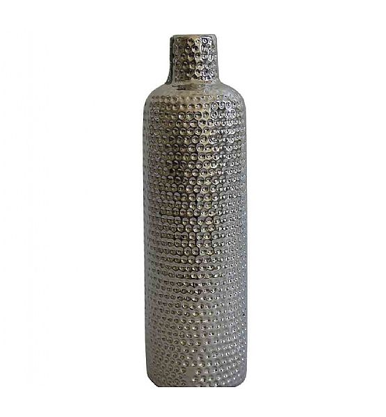 Váza Stardeco keramická stříbrná 30x9 cm