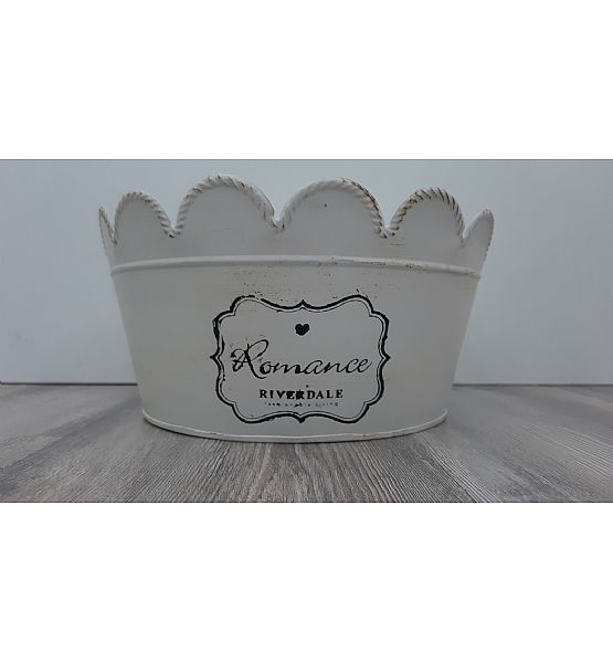 Košík Romance Riverdale plechový bílý, výška 14 cm, průměr 26 cm