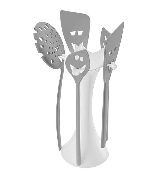 Kuchyňské vařečky Koziol s držákem bílá/šedá plast  15x19x36 cm