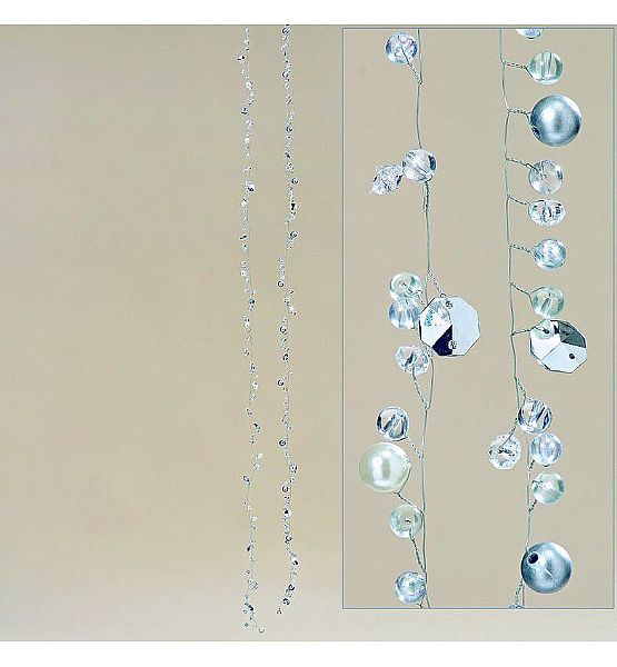 Vánoční závěsná dekorace perly Boltze stříbrné 116cm