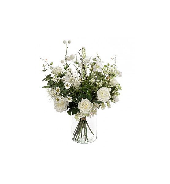 Umělé květiny kytice Emerald "divoká bílá" 23 stonků v dárkové krabici