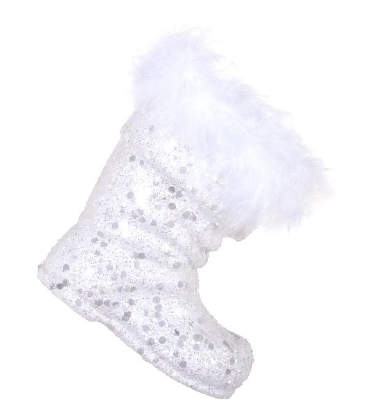 Vánoční ozdoba bota Shishi bílá 10 cm