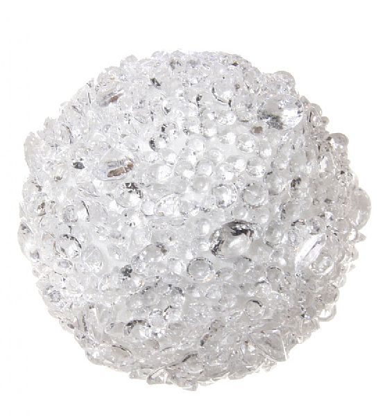 Vánoční baňka Shishi krystalová bílo stříbrná 8 cm
