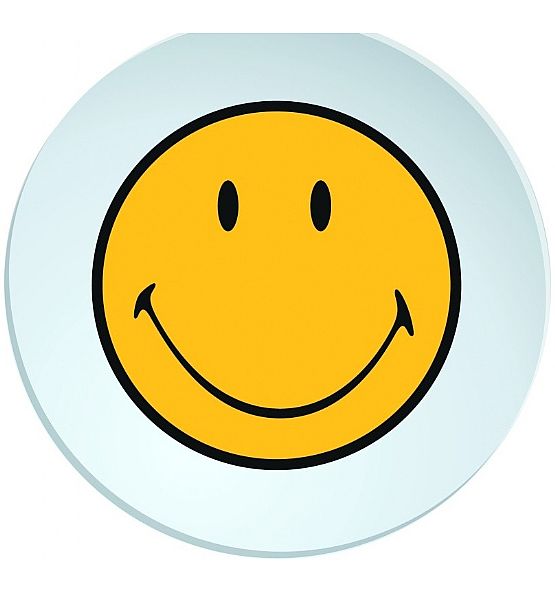 Talíř Zak Designs Smiley mělký bílý plast 25 cm