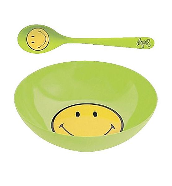 Snídaňový set Zak Designs Smiley zelený plast 17x5cm