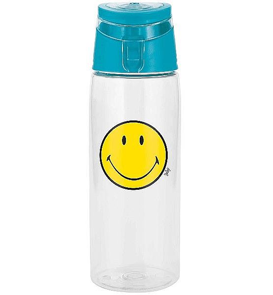 Láhev Zak Designs Smiley transparentní s modrým uzávěrem 750ml