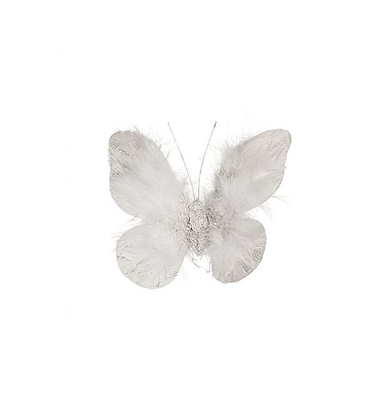Vánoční ozdoba motýl na klip Sia Home Fashion bílý 16 cm