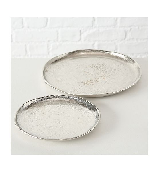 Dekorační talíř Boltze stříbrný 26x26 cm (cena za ks)