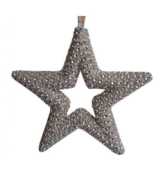 Vánoční ozdoba hvězda Stardeco s flitry champagne 15 cm