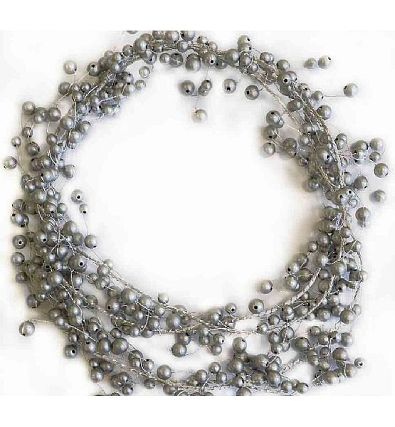 Vánoční dekorace perly Stardeco stříbrné 200 cm