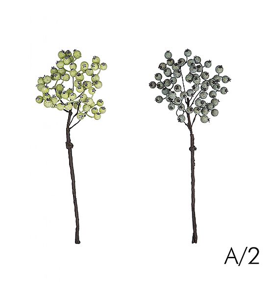 Umělá květina Sia Home Fashion větev bobulí zelená/tmavě zelená (cena za ks) 30cm