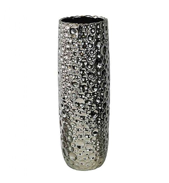 Keramická váza Stardeco TIMBER stříbrná, 13x35cm