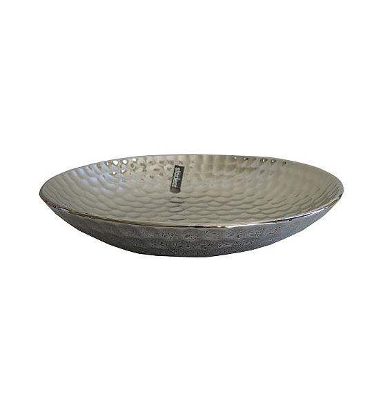 Dekorační tác Stardeco keramika stříbrný 27x5 cm
