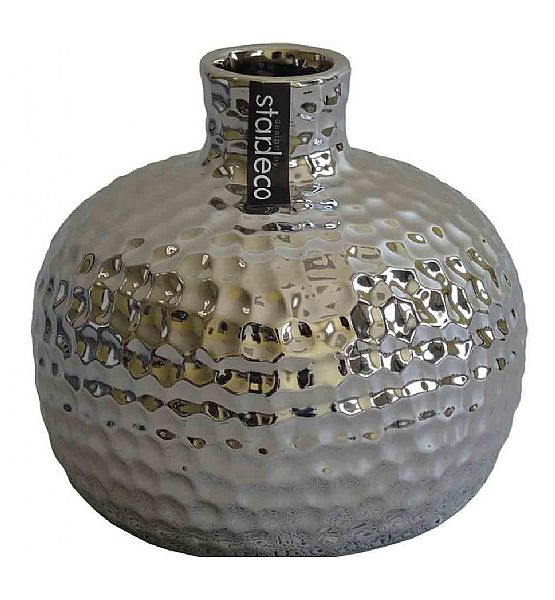 Váza Stardeco keramická stříbrná 14,5x13,5 cm