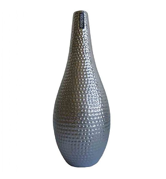 Váza Stardeco keramická stříbrná 45x17,5 cm