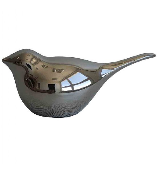 Dekorační soška ptáček Stardeco keramika stříbrný 6,5x16 cm