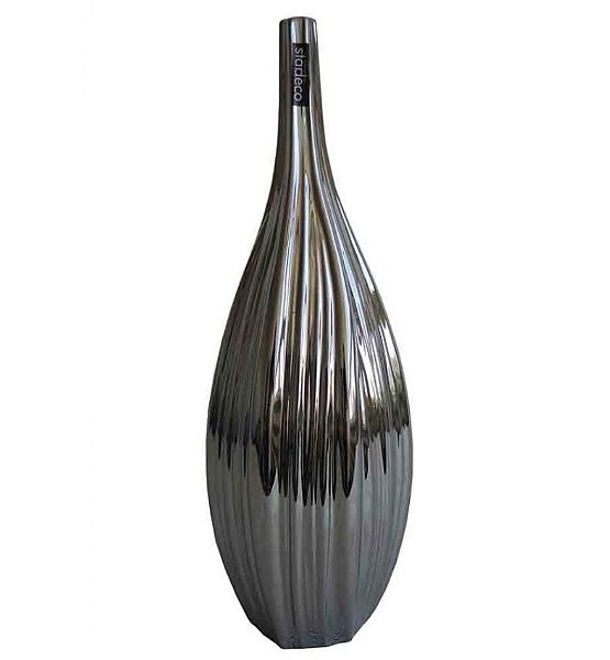 Váza Stardeco keramická stříbrná 44,5x14,5 cm