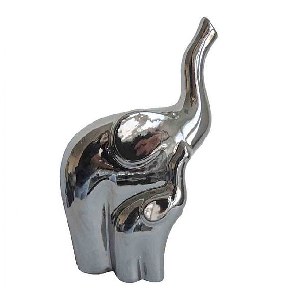 Slon keramický Stardeco  stříbrný 20x12cm