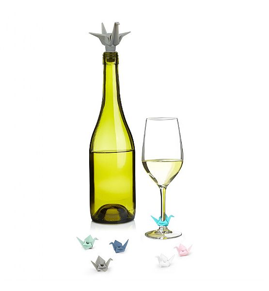 Rozlišovače na skleničky + uzávěr na víno Umbra Origami set/7ks