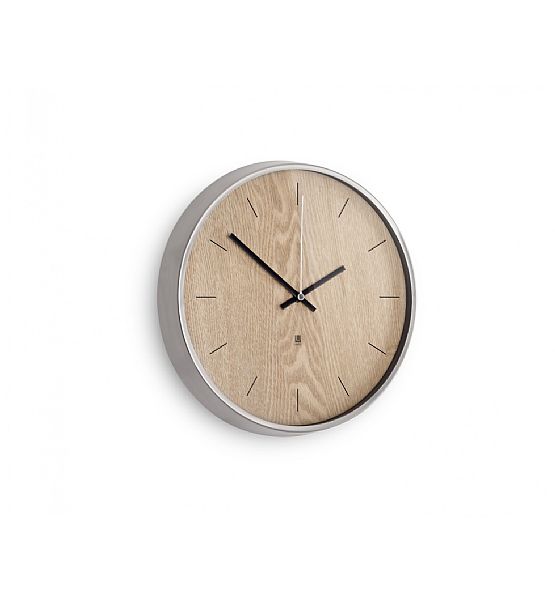 Nástěnné hodiny Umbra Madera kov, dřevo, sklo průměr 30cm