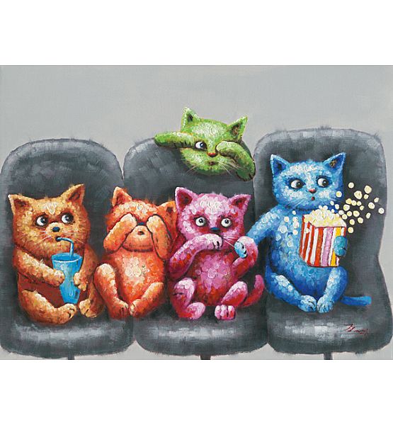 Obraz Maxidesign kočky v kině  90x120 cm
