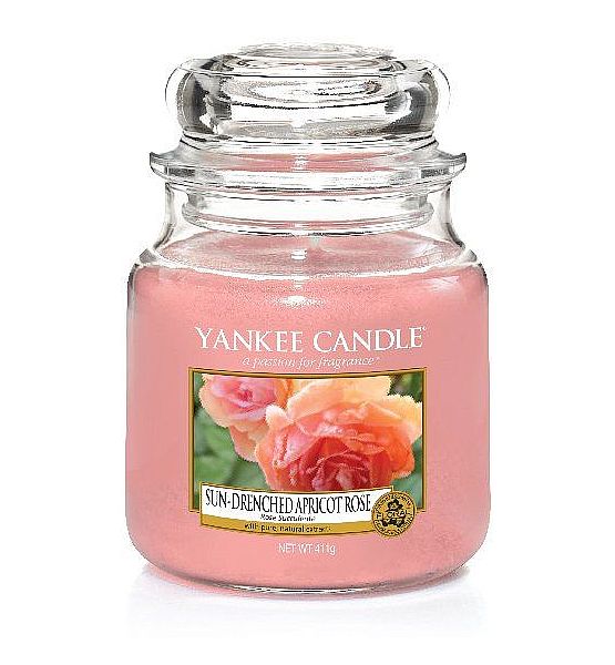 Vonná svíčka Yankee Candle Sun Drenched Apricot Rose classic střední 411g/90hod