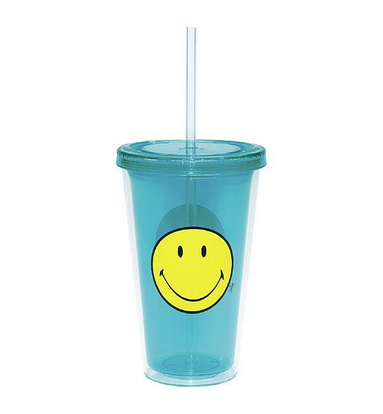 Láhev Zak Designs s uzávěrem a brčkem modrá plastová 490ml