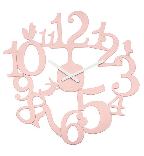 Nástěnné hodiny Koziol PI:P plast růžové 45cm