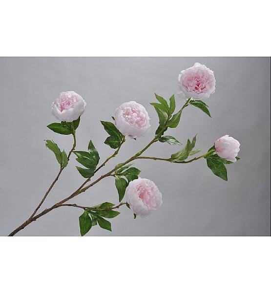 Umělá květina Silk-ka pivoňka větvička růžová 119cm