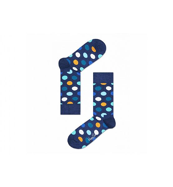 Modré ponožky Happy Socks s barevnými puntíky, vzor Big Dot - M-L (41-46)