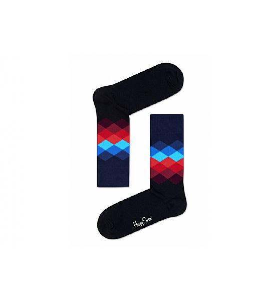 Černé ponožky Happy Socks s barevnými kosočtverci, vzor Faded Diamond - M-L (41-46)