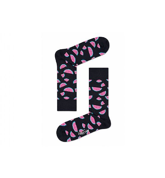 Černé ponožky Happy Socks s barevnými melouny, vzor Watermelon M-L (41-46)