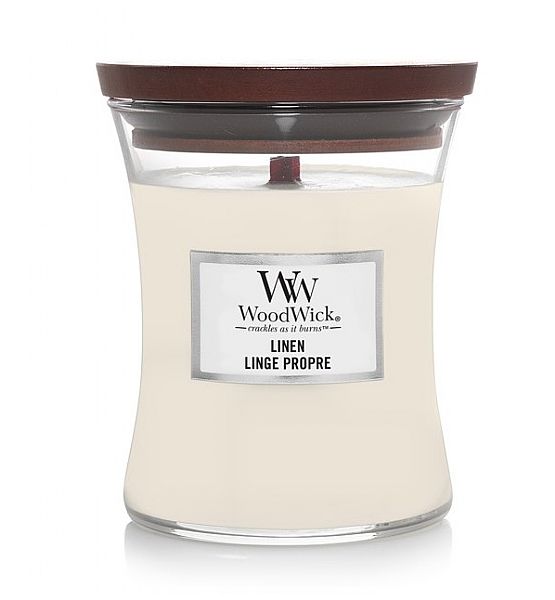 Vonná svíčka WoodWick - Linen 275g/55 - 65 hod