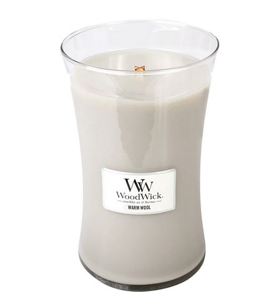 Vonná svíčka WoodWick - Warm Wool 609g/110 - 120 hod