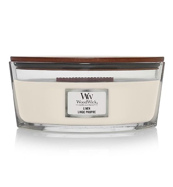 Vonná svíčka WoodWick - Linen 453g/30 - 40 hod