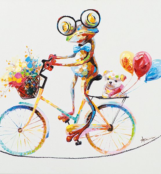 Obraz Maxidesign žába na jízdním kole 70x70 cm