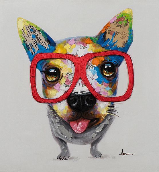 Obraz Maxidesign pejsek s brýlemi 70x70 cm