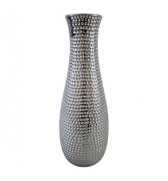Váza Stardeco keramická stříbrná 30x10 cm