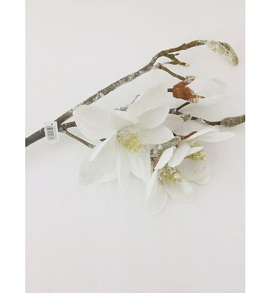 Umělá zimní květina MAGNOLIE GASPER, 92 cm, bílá